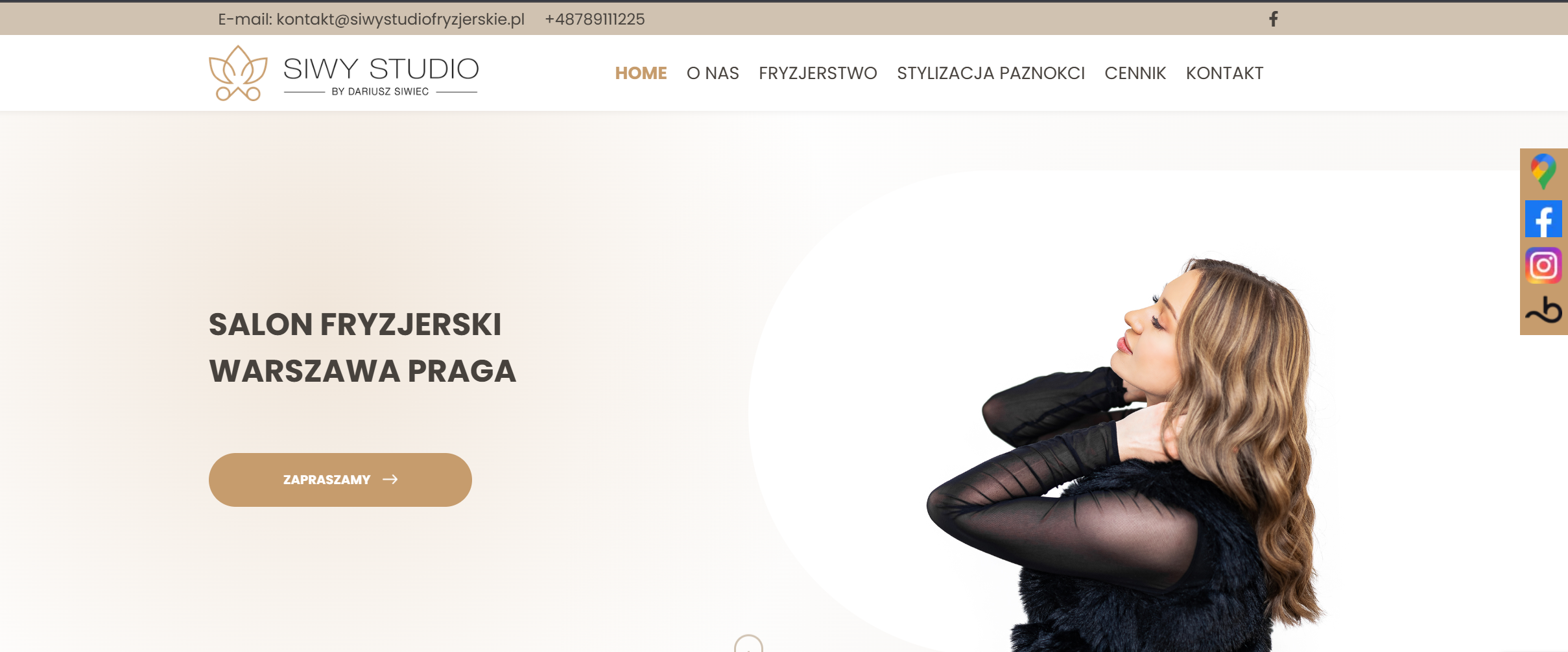 Nowoczesna strona internetowa dla salonu fryzjerskiego Siwy Studio Fryzjerskie